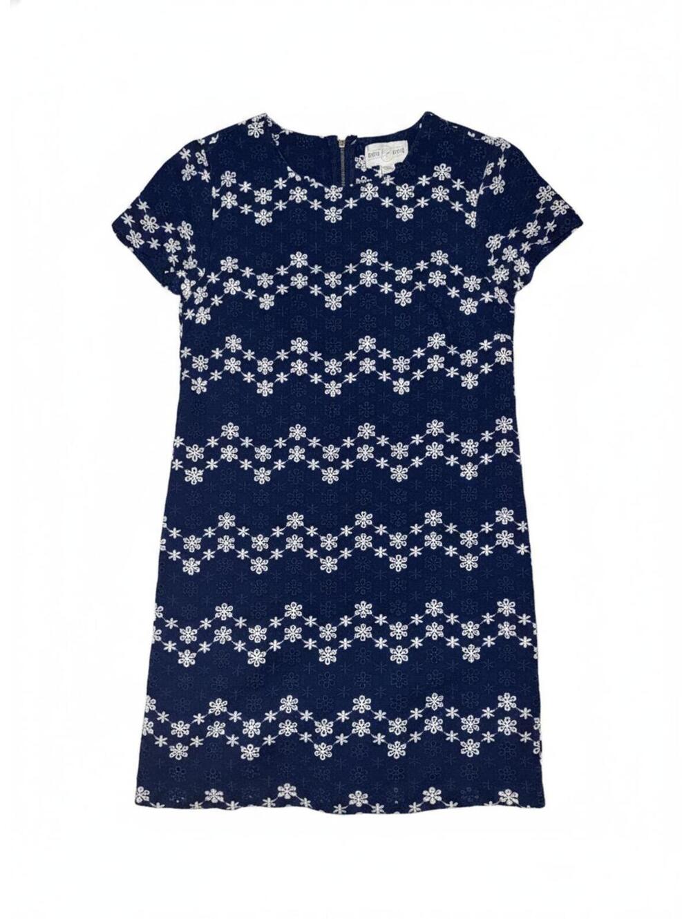 Jun & Ivy Navy and White Floral Embroidered Mini Dress XXS